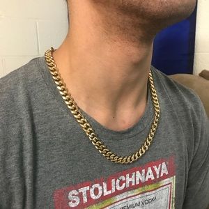 18K Gold Finished Curb Link Chain Necklace